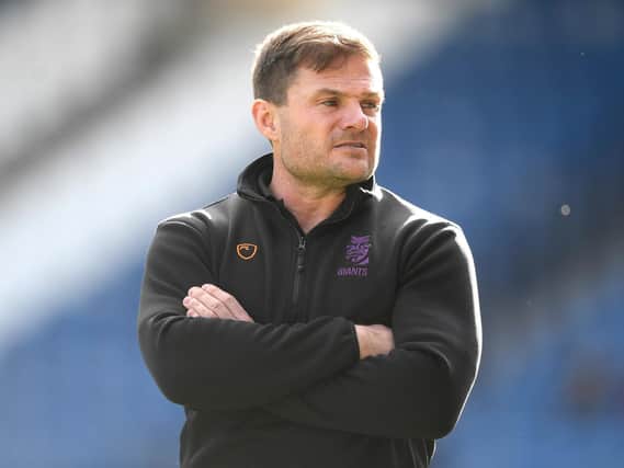 Simon Woolford, head coach of Huddersfield Giants looks on ahead of the Betfred Super League match between Huddersfield Giants and Wigan Warriors at John Smith's Stadium on March 01, 2020. (Photo by George Wood/Getty Images)