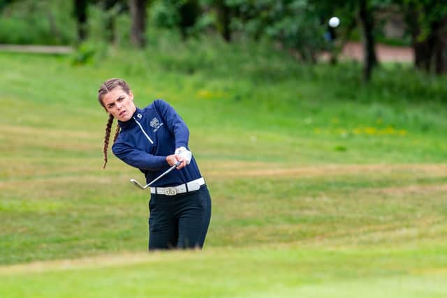 Toni-Louise Naylor chips in to the first green at the 2020protour at Cleckheaton Golf Club on 
8 June 2020. (Picture: Bruce Rollinson)