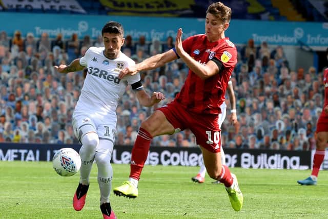 Leeds United's Pablo Hernandez is challenged by Tom Cairney (Picture: Simon Hulme)