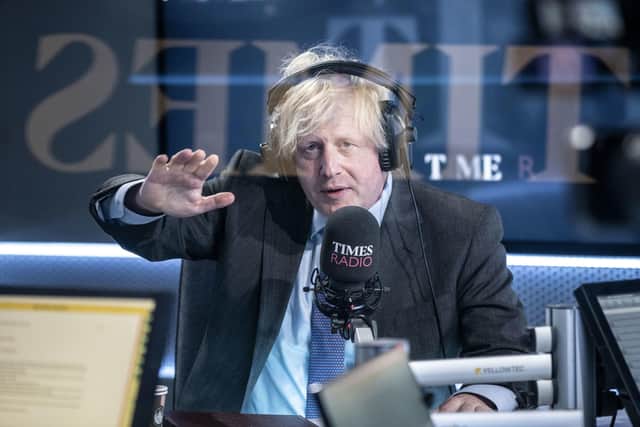 Prime Minister Boris Johnson speaking on the newly-launched Times Radio where he said that the coronavirus pandemic has been an "absolute nightmare" and a "disaster" for the country, adding that an economic effort like the one enacted by former US president Franklin D Roosevelt in his New Deal out of the great depression was now needed. PA Photo.