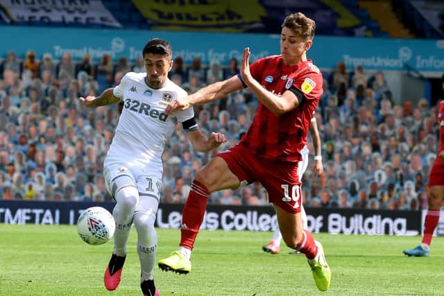 Playmaker - Leeds United's Pablo Hernandez is challenged by Tom Cairney (Picture: Simon Hulme)