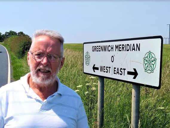 George McManus by the Greenwich Meridian sign