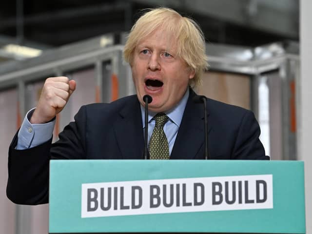 Boris Johnson during his infrastructure speech on Tuesday in which he implored 'build. build. build'.
