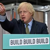 Boris Johnson during his 'build. build. build' speech in Dudley on Tuesday.
