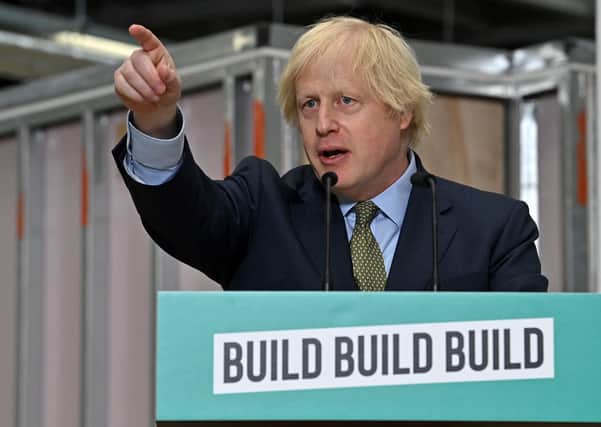 Boris Johnson during his 'build. build. build' speech in Dudley on Tuesday.