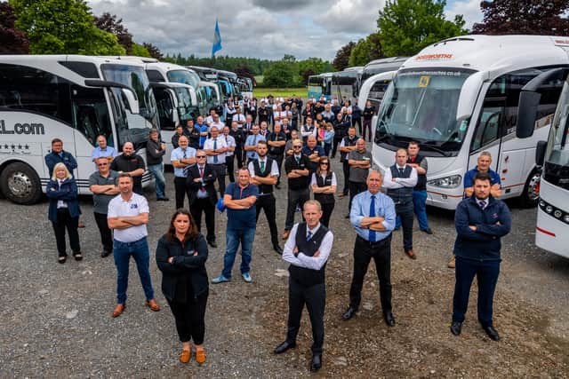 A number of coach operators gathered for the 'Honk For Hope UK' protest at Lightwater Valley, Ripon, to highlight the issues facing these companies who are having no financial help from the government during this UK Coronavirus pandemic.