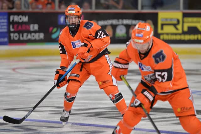 Jordan Griffin, in action during a pre-season game for sheffield Steelers last year. He spent the 2019-20 campaign plkaying for Sheffield Steeldogs in NIHL National. Picture: Dean Woolley.