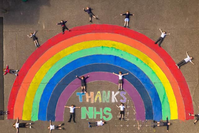 This rainbow tribute by children of key workers illustrated the public's respect for the NHS during the Covid-19 lockdown.