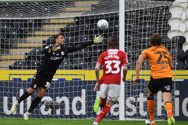Middlesbrough's Dejan Stojanovic can't stop Hull's Herbie Kane's free kick. Picture Jonathan Gawthorpe
