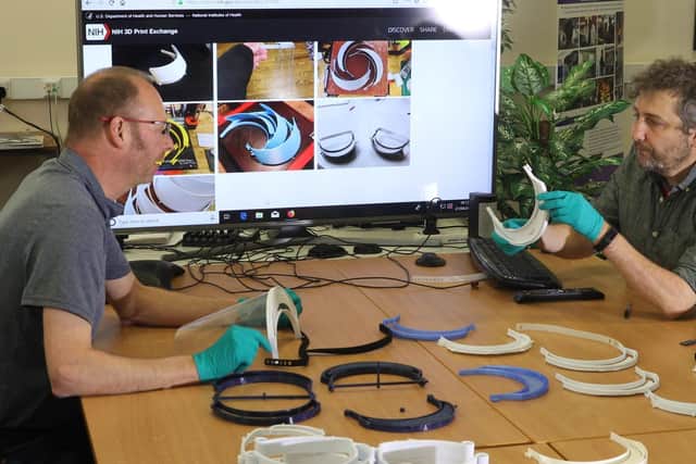 A team of engineers from the University of Bradford are working around the clock to mass produce face shieldsto help fulfil vital NHS orders for PPE.Photo credit: other