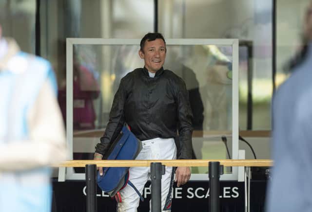 This was Frankie Dettori after winning the Ascot Gold Cup last month on Stradivarius. He weares the same colours in the Derby on English King.