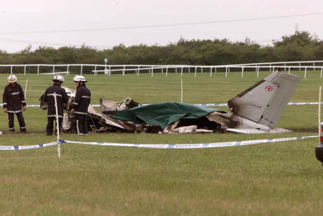 This is the wreckage of the plane from which Ray Cochrane and Frankie Dettori escaped with their lives 20 years ago.