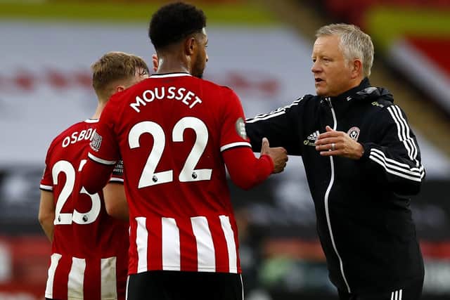 Sheffield United manager Chris Wilder (right) and Lys Mousset. Picture: PA