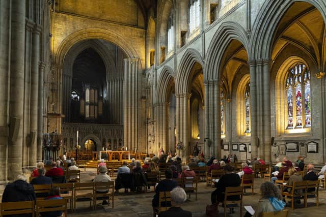 A socially distanced service at Ripon Cathedral.