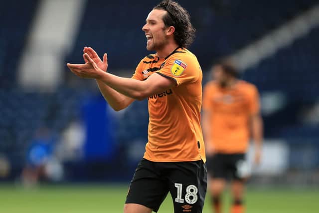 Hull City's George Honeyman instructs his team-mates during the Sky Bet Championship match at The Hawthorns, West Bromwich. PA Photo.