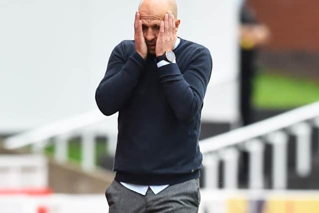 HEADACHE: Barnsley manager Gerhard Struber reacts during Barnsley's defeat at Stoke City. Picture: Nathan Stirk/Getty Images.