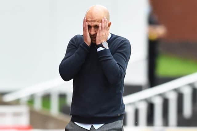 Distressed Barnsley FC head coach Gerhard Struber pictured watching today's game at Stoke City. PICTURE: NATHAN STIRK/GETTY IMAGES.