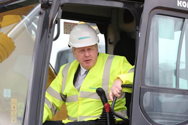 Boris Johnson during his visit to the Siemens plant in Goole.