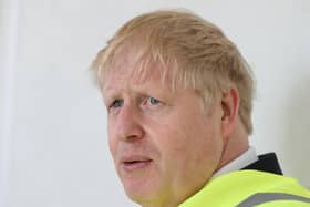 Boris Johnson during his visit to the Siemens high speed rail plant in Goole.