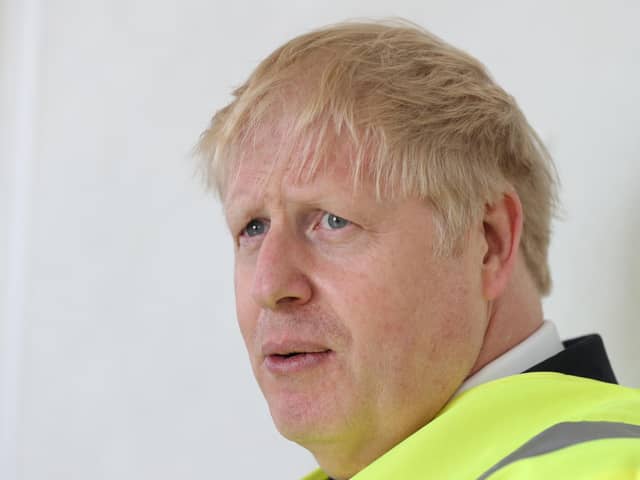 Boris Johnson during his visit to the Siemens high speed rail plant in Goole.