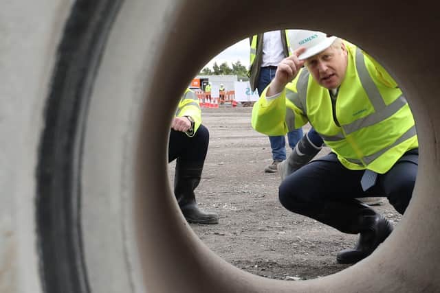 Boris Johnson during a visit to the Siemens plant in Goole - but what about the hole in the public finances?