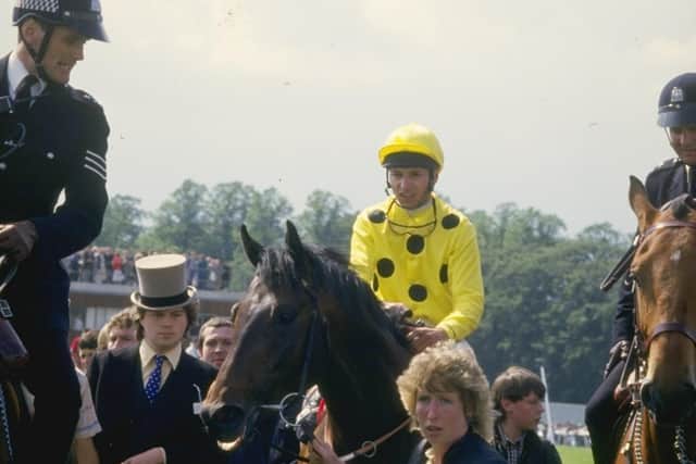 Steve Cauthen after making all in the 1987 Derby on Reference Point.