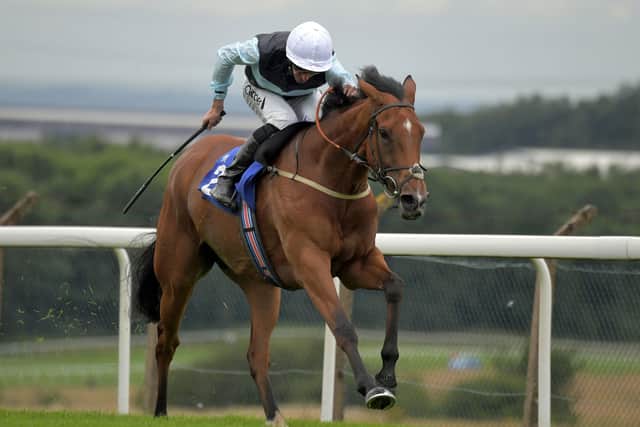Sudona ridden by Daniel Tudhope wins Pontefract Sports And Education Foundation Handicap at Pontefract Racecourse. PA Photo. Issue date: Tuesday July 7, 2020. See PA story RACING Pontefract. Photo credit should read: Martin Lynch/PA Wire