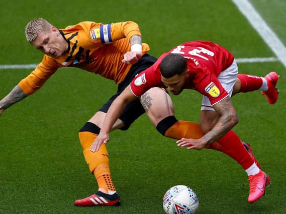 Hull City captain Jordy De Wijs was involved at both ends of the pitch during his side's 2-1 loss to Bristol City. Picture: Getty Images