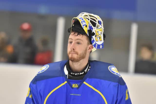 Kieran Brown says he is impressed with the team put together by Sam Zajac at Leeds Chiefs, including goaltender, Sam Gospel, above. 
Picture courtesy of Steve Brodie