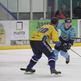 SEE YOU SOON: Kieran Brown, in action for Sheffield Steeldogs against Leeds Chiefs at Ice Sheffield last season. Picture courtesy of Cerys Molloy.