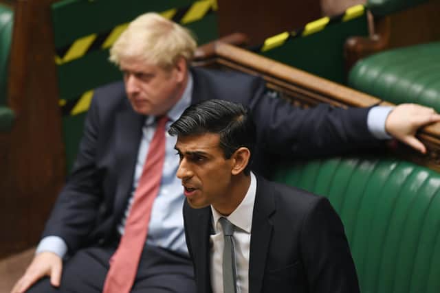 Rishi Sunak and Boris Johnson in the House of Commons this week.