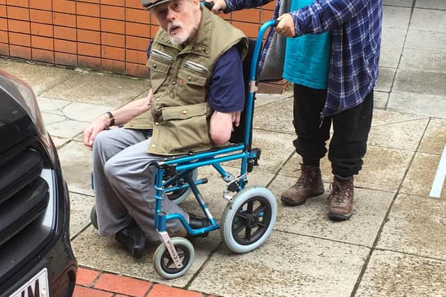 Michael Wise leaving Leeds Crown Court after being handed a suspended sentence for sexually abusing a boy in the 1980s