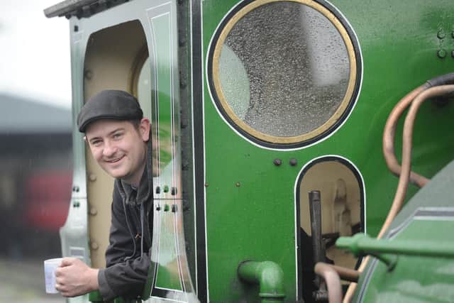 Driver David Umpleby on the Illingworth/Mitchell locomotive, which is being renamed for Mary Seacole and Florence Nightingale. Picture: Gerard Binks.