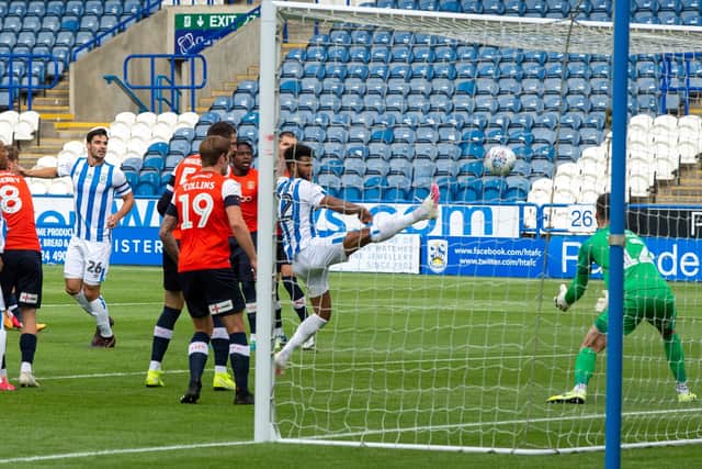 Chance for Huddersfield Town's Fraizer Campbell. .  Picture Bruce Rollinson