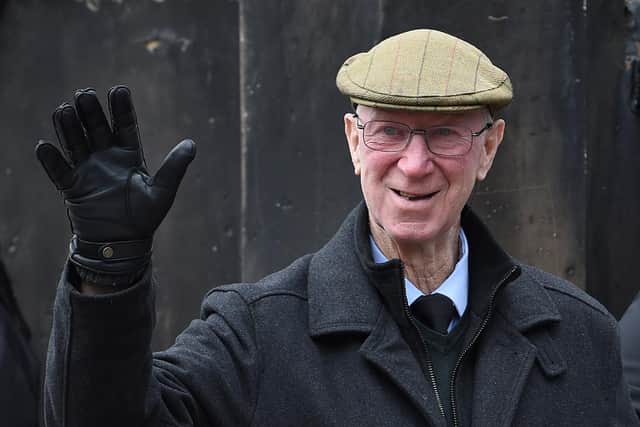 Jack Charlton waves as he attended the funeral of 1966 World Cup and former Stoke City Goalkeeper Gordon Banks in 2019. Picture: Darren Staples/Getty Images.