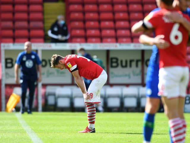 FRUSTRATION: Barnsley's Michael Sollbauer shows his disappointment at full-time at Oakwell.  Picture: Jonathan Gawthorpe