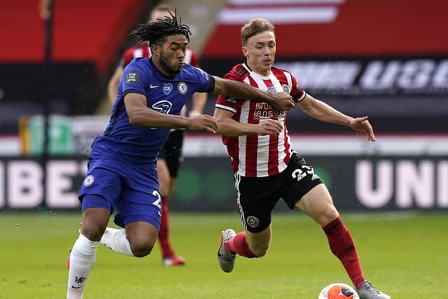 Ben Osborn of Sheffield Utd (R) vies with Reece James of Chelsea during the Premier League (Picture: Andrew Yates/Sportimage)