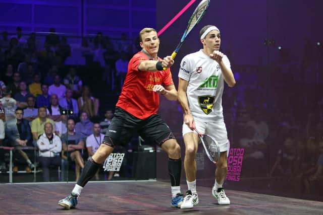 END GAME: Nick Matthew, pictured ion his last-ever game on the PSA World Tour at the World Series Finals in Dubai, losing in the semif-inal to Egypt's Ali Farag. Picture courtesy of Steve Lines/PSA.