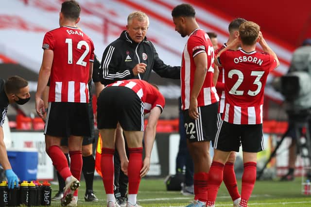 Chris Wilder manager of Sheffield United instructs the players (Picture: Simon Bellis/Sportimage)