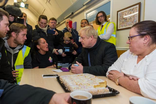 This was Boris Johnson during his visit to South Yorkshire in November 2019. Photo: James Hardisty.