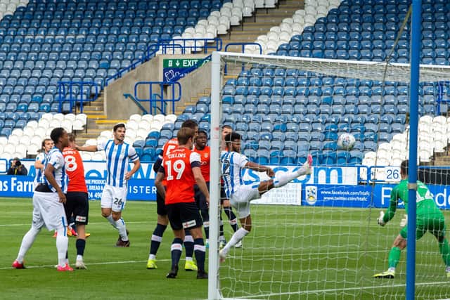 Chance for Frazier Campbell as Huddersfield Town lost to Luton Town last Friday night in front of the empty stands ( Picture: Bruce Rollinson)