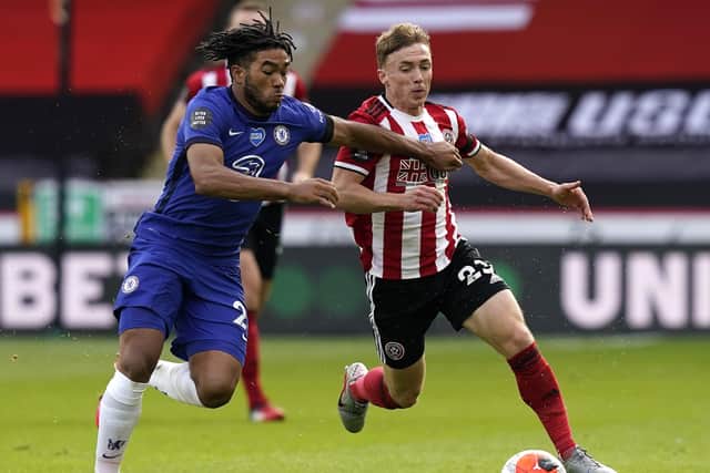 Ben Osborn of Sheffield Utd (R) vies with Reece James of Chelsea (Picture: Andrew Yates/Sportimage)