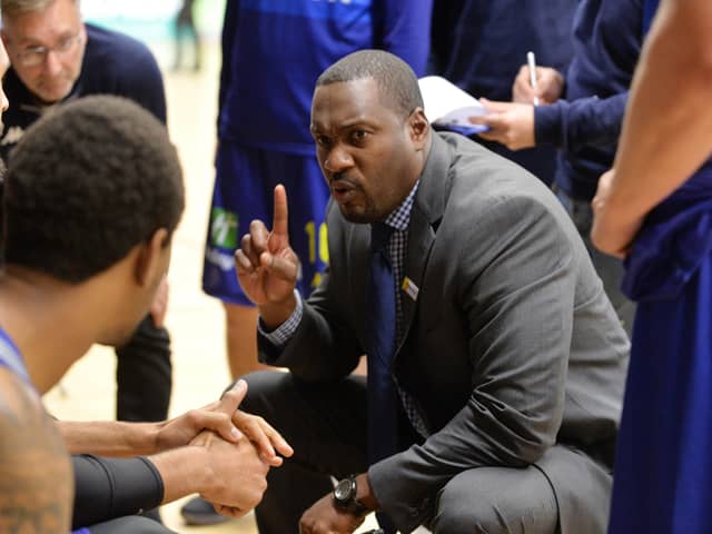 In a minority: Atiba Lyons, is entering his 13th season as head coach of the Sheffield Sharks, but is one of very few BAME head coaches in Yorkshire professional sport. (Pictures: Bruce Rollinson)
