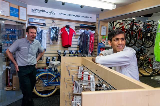 Chancellor Rishi Sunak - pictured at Cowley Cycles in Nortyhallerton - is being urged to do more to support the economy at this time.