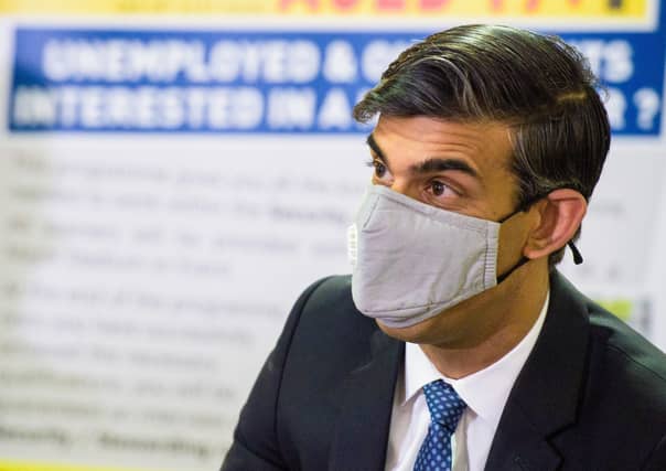 Chancellor Rishi Sunak during a visit to a Job Centre this week as unemployment rises.