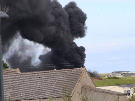The bus caught fire following the crash in Filey
