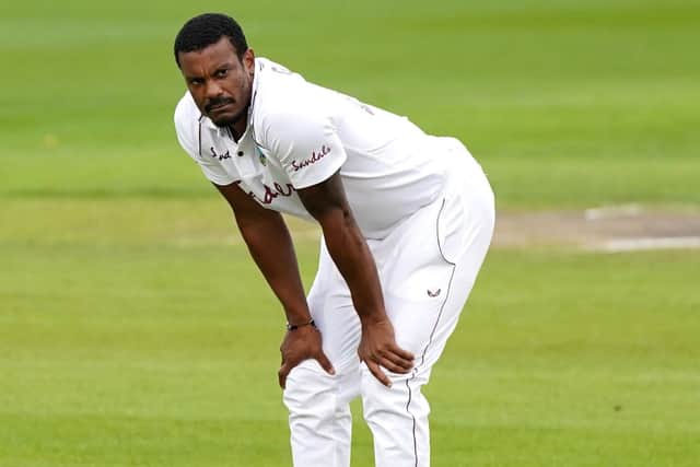 West Indies' Shannon Gabriel reacts after Jason Holder drops a catch  (Picture: PA)