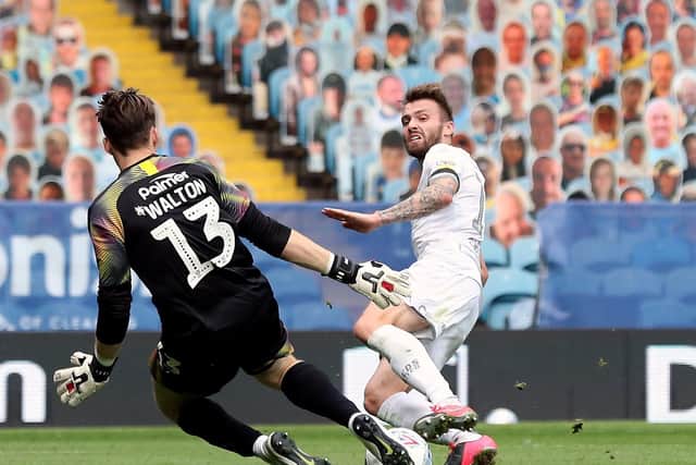 SAVE: Barnsley goalkeeper Jack Walton denies Leeds United Stuart Dallas in a nerve-shredding finish