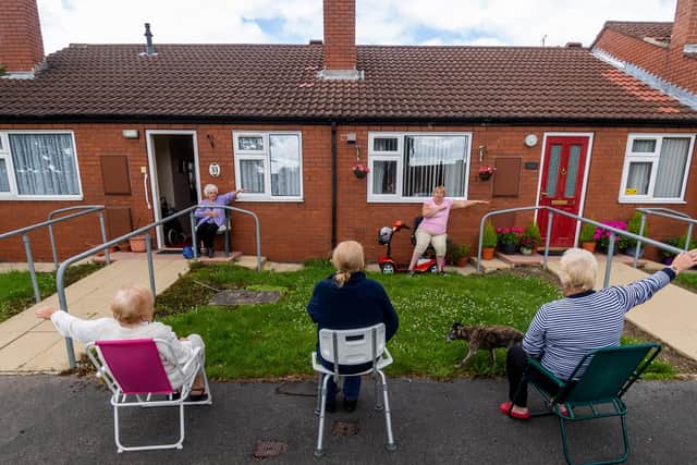 Sheila Dunker-Chinnock, has become a champion in her Dearne Valley community after setting up a vital exercise group (pictured) sparked by concerns for the health and wellbeing of her elderly neighbour. Photo credit: James Hardisty/JPIMediaResell