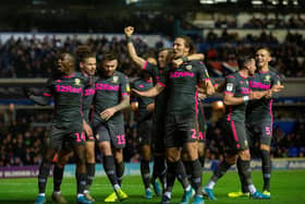 UP WHERE WE BELONG: Leeds United's players celebrate Luke Ayling's goal in their win at Birmingham City back in December - a crucial moment in the Whites' season.  Picture: Bruce Rollinson